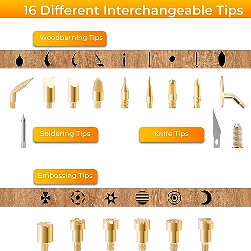 Wood Burning Kit 22PCS, Adjustable Temperature Pen with 18 Tips&Accessories All in a Storage Case - Complete Gift for Mastering The Art of Pyrography Scissor-Tailed