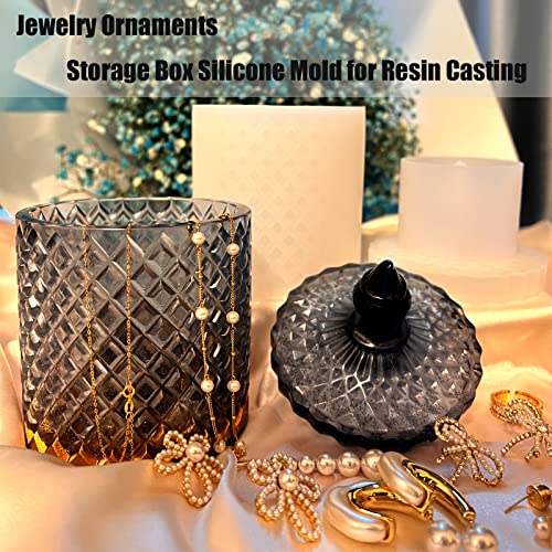 ZQYSING Storage Jar Resin Molds, Large Jar Silicone Molds with Lids Jewelry Trinket Storage Container Vase Box Molds for Epoxy Resin Casting Home ZQYSING