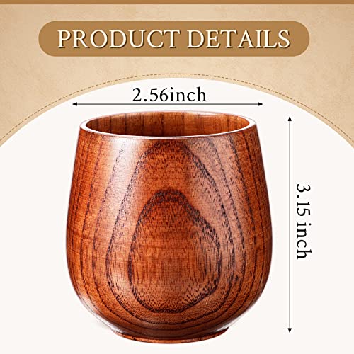 Gerrii 10 Pieces Wooden Tea Cup Wooden Coffee Mug Water Japanese Tea Cup Solid Wood Drinking Cup Teacup Glass for Wine, Beer, Milk, Hot Drinks, 6 oz Gerrii