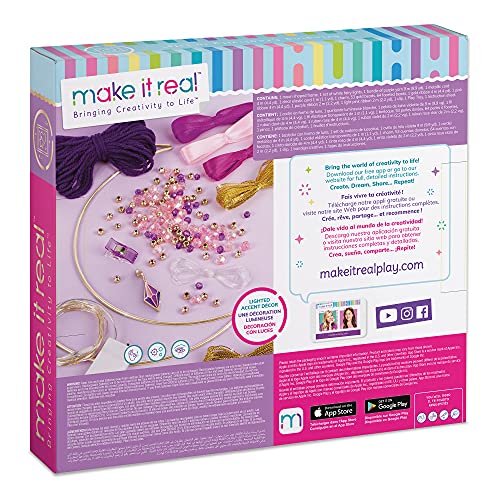 Make It Real - Lunar Dream Catcher with Lights - DIY Dream Catcher Kit for Kids - Teen Room Wall Decor Dream Catcher with Fairy Lights - Ages 8+ Make It Real