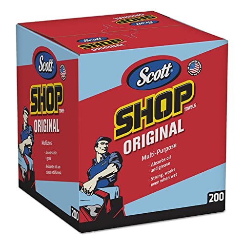 Scott 75190 Shop Towels, POP-UP Box, Blue, 10 x 13, 200/Box, 8 Boxes/Carton Kimberly-Clark