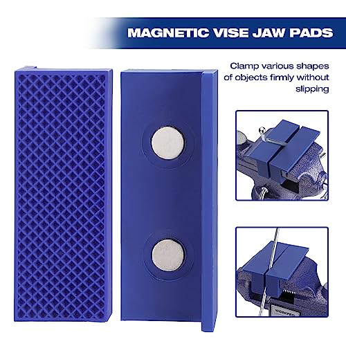 WORKPRO Bench Vise, 2.5 Inch Jaw Width Universal Table Vise, 360°Swivel Base Home Vice Bench Clamp with Magnetic Jaw Pads, Portable Clamp-on Vise WORKPRO