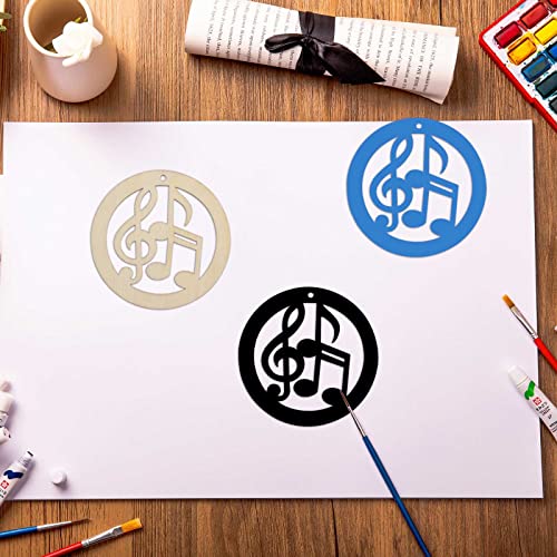 20pcs Music Note Wood DIY Crafts Cutouts Wooden Round Musical Note Shaped Hanging Ornaments for Musical Theme Christmas Tree Cutout Holiday Wood Creaides