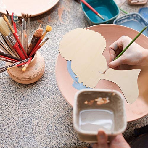 SEWACC Mother's Day Wood Chips Unfinished Wood Chip Wooden Ornaments Unfinished Wood Cutout Mother Gifts African Women Wood Cutout Mom Girl Gift DIY SEWACC