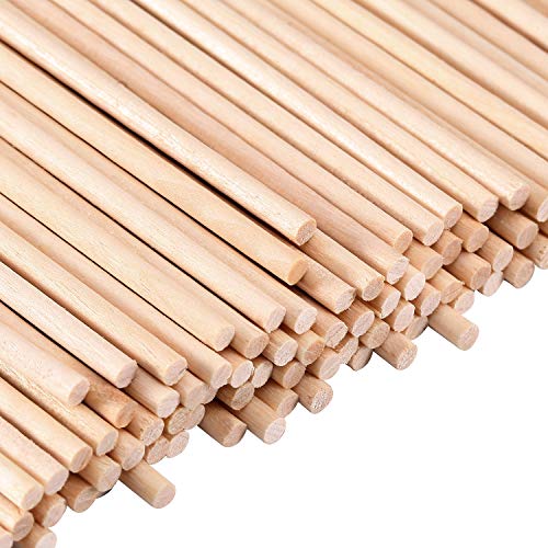 Senkary Wooden Dowel Rods 1/8 x 12 Inch Unfinished Natural Wood Craft Dowel Rods, 100 Pieces Senkary