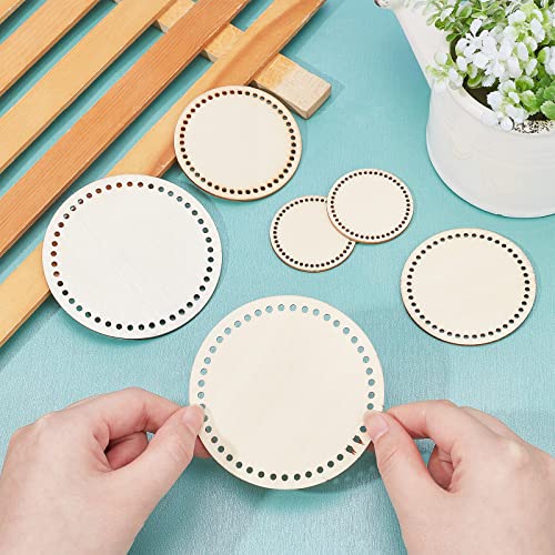 GORGECRAFT 6 Pcs 3 Sizes Mini Wooden Crochet Bag Bottom Round Shape Blank Solid Wood Crochet Basket Bases Supplies for DIY Basket Weaving Craft GORGECRAFT