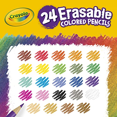 Crayola Erasable Colored Pencils, Kids At Home Activities, 24 Count, Assorted, Long Crayola