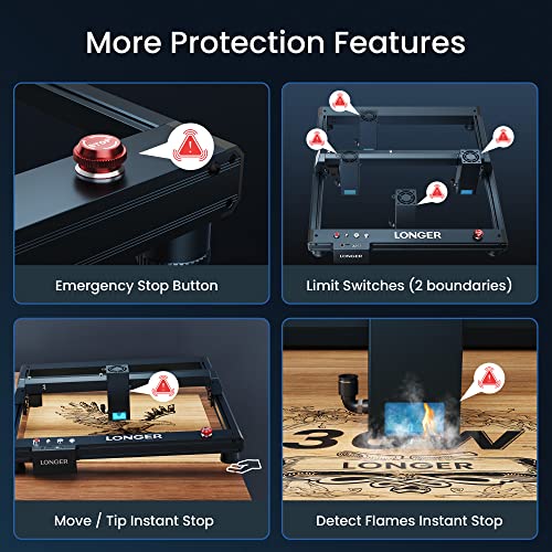 Longer Laser B1 Engraver, 36W Laser Cutter Engraving Machine with Air Assist, 180W DIY Precisely Laser Engraving Machine, CNC Machine for Wood and Longer