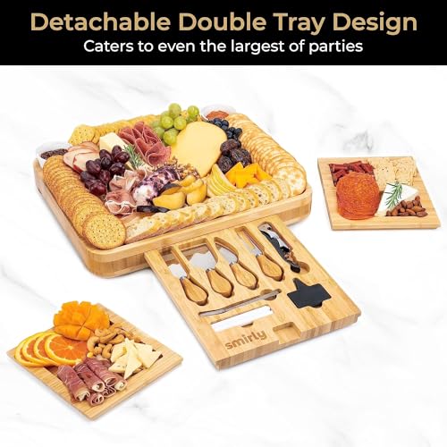 SMIRLY Charcuterie Boards Gift Set: Charcuterie Board Set, Bamboo Cheese Board Set - Unique Mothers Day Gifts for Mom - House Warming Gifts New Home, SMIRLY