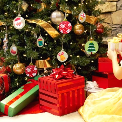 Hidreas 40 Pcs Unfinished Wood Ornaments DIY Round Wooden Ornaments Christmas Crafts Kit, Round Wood Christmas Ornaments for Crafts and Christmas Hidreas