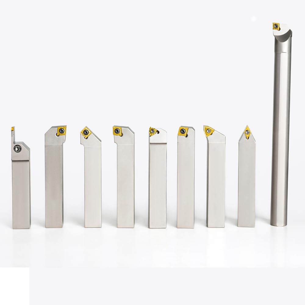 OSCARBIDE 1”Shank Nickel Plated Indexable Carbide Lathe Turning Tool Holder and Boring Bar 9 Pieces/Set,CNC Heavy-Duty indexable Insert Holders for OSCARBIDE