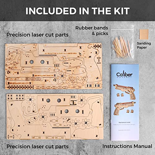 Caliber Gourmet 3D Wooden Puzzle Rubber Band Game Toy DIY Craft Kit, Wood Model Kit for Adults and Kids to Build, Brain Teaser Wooden Jigsaw Puzzles Caliber Gourmet