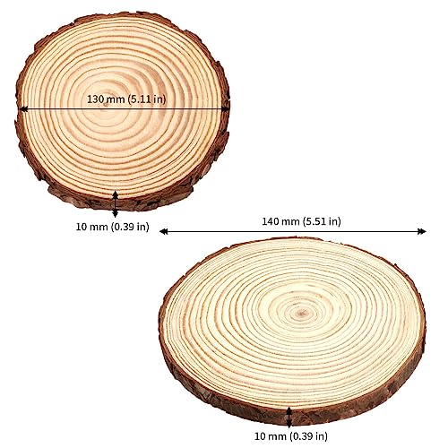 JAPCHET 50 PCS 5-5.5 Inch Natural Wood Slices, Wooden Circle Slices with Bark Unfinished Wood Discs for Home Decorations and Christmas Ornaments JAPCHET