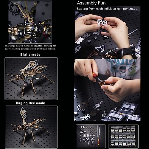 3D Metal Puzzles for Adults: The Northern Giant Hornet Metal Model Kits, 3D Metal Puzzle Mechanical Wasp Building Blocks, Difficult DIY for Assembly, OreilleStar