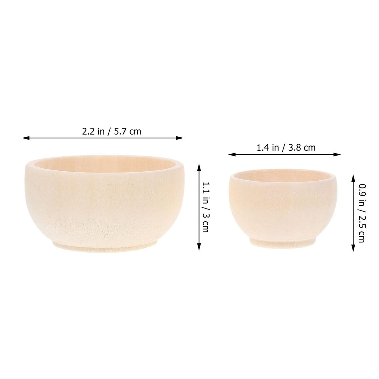 VILLCASE Unfinished Wood Bowl 2pcs Mini Wooden Bowl Unpainted Miniature Blank Bowls Natural Blank Bowl Crafts for Diy Painting Graffiti Drawing Art VILLCASE