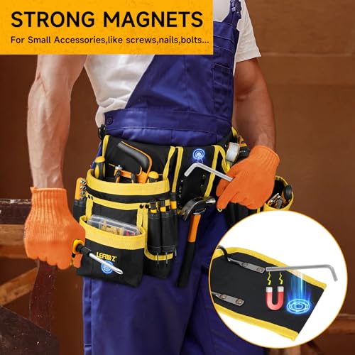 Tool Belt,Magnetic Tool Pouch,27-Pockets Heavy Duty Padded Tool Belts for Men,Detachable & Adjustable Tool Pouch Bag for LEFOR·Z
