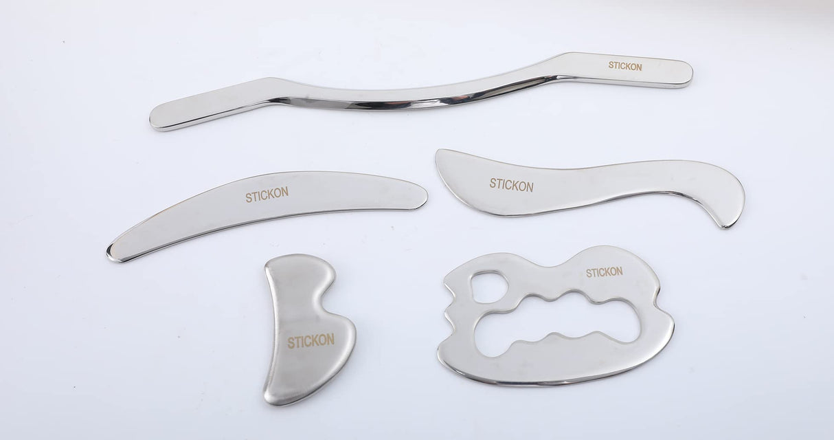 STICKON Stainless Steel Gua Sha Muscle Scraper Tools Set, Gua Sha Massage Scraper Tools for Physical Therapy, Scraping Massage Tools IASTM Tools - STICKON