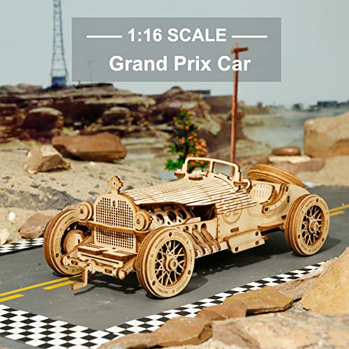 3D Wooden Mechanical Car Model Puzzle by ROKR - DIY Self-Assembly Vehicle Kit for All Ages ROKR