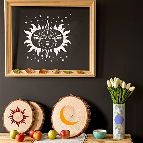 9 Pieces Mandala Sun and Moon Stencil Flower Star Stencils Reusable Painting Templates with Metal Open Ring for DIY Scrapbooks on Wood Wall Home Zubebe
