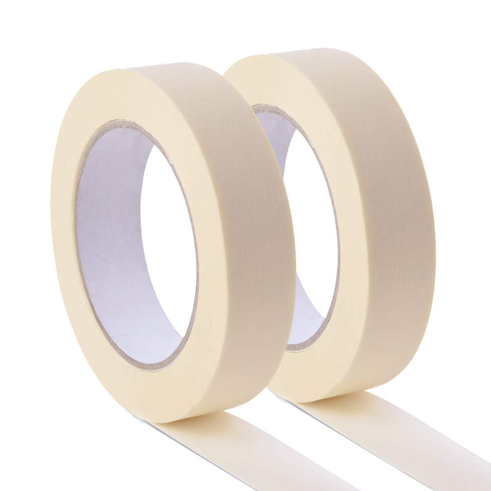KICNIC White Masking Tape 3 Pack, General Purpose Painter's Tape 0.7inch x 60yard, 180 Yard in Total, Beige Crepe Paper Tape for Painting, Labeling, KICNIC