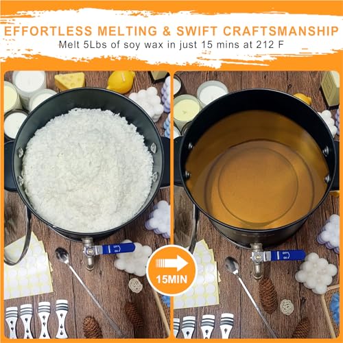 Leerie 5Qts/10Lbs Wax Melter for Candle Making - L5 Candle Wax Melting Pot with Heating Core Brass Spout & Temp Control for DIY Home Business Candle Leerie