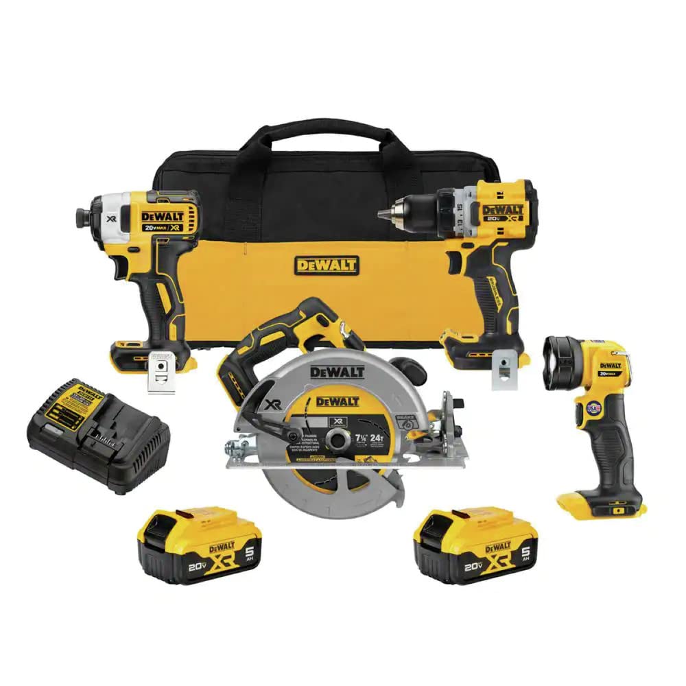 DEWALT 20V MAX* XR Cordless 4-Tool Combo Kit With 5.0Ah Batteries (DCK447P2) DEWALT