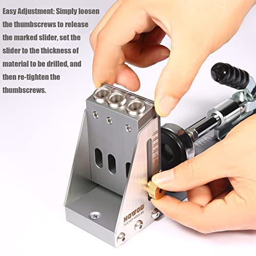 HOWOD Pocket Hole Jig Kit, Professional and Upgraded All-Metal Pocket Screw Jig. HOWOD
