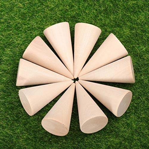MILISTEN 10pcs Christmas Wood Ornament Wood Cone Large Cardboard Cones Unpainted Cone Shape Cone Craft Wedding Ring Holder unpainted Wood Craft Cone Milisten