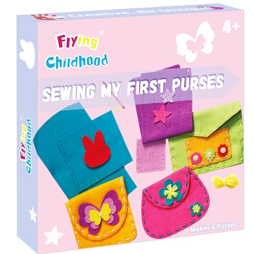 Flying Childhood Felt Craft Kits for Girls Christmas Gift Sewing Own Purses Arts and Crafts for Kids Ages 5 6 7 8 DIY Projects for Beginners Toddlers Flying Childhood