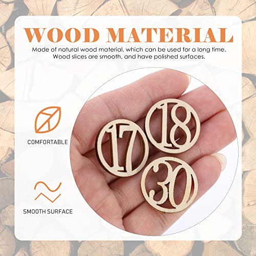 Amosfun 30pcs Calendar Wood Advent Gift Slices Art Log Numbers Craft Cookies-Creative Funny Decor DIY Number Wood Piece Wood Hanging Prop Wood Piece Amosfun