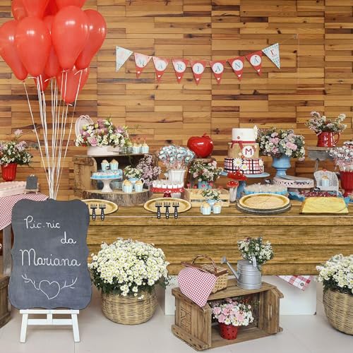 81Pcs Wood Party Decorations - Wood Paper Plates and Napkin Sets, Wood Grain Tablecloth for Lumberjack Rustic Party Decorations Woodland Decorations PTECDROTS