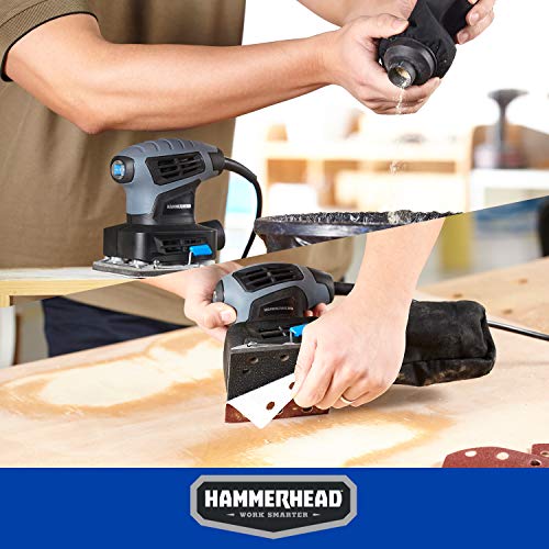Hammerhead 2.0-Amp 1/4 Sheet Palm Sander with 12pcs Sandpaper– HAPS020 Hammerhead