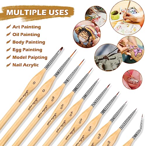 Miniature Paint Brushes,10pcs Micro Detail Paint Brush Set,Small Thin Paintbrush for Acrylic, Watercolor, Oil, Craft, Models, Warhammer 40k Line golden maple