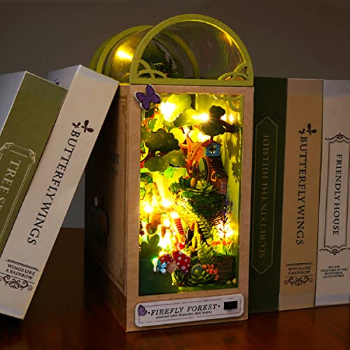 Roroom DIY Book Nook Kit, DIY Dollhouse Booknook Bookshelf Insert Decor Alley,3D Wooden Puzzle with Book Nook Bookshelf Insert Wood Bookend Model Roroom