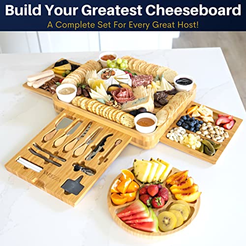 VAREZZA Charcuterie Boards Gift Set: Large Charcuterie Board, Bamboo Cheese Board - Unique Valentine Gifts for Women 23 Entertaining Accessories, VAREZZA