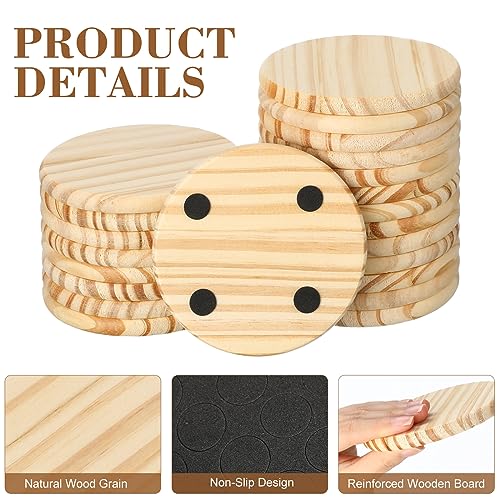 Dandat 72 Pcs Unfinished Wood Coasters 4" Round Wooden Coasters for Crafts Blank Coasters Bulk Thickness Wood Kit for Painting, DIY Coasters, Wood Dandat