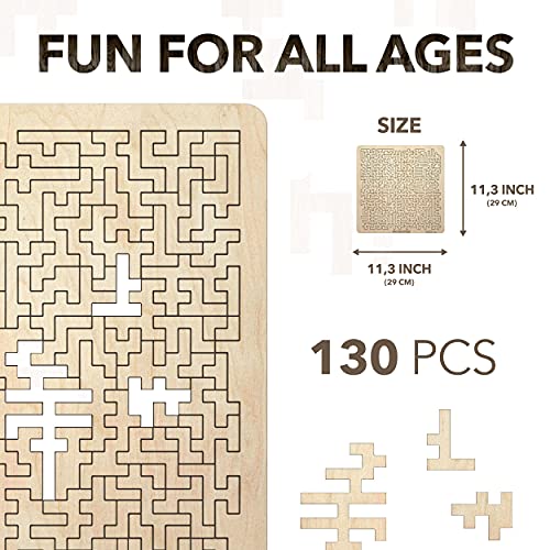 WOODSTERS Mind Bending Wooden Jigsaw Puzzle - Best Gift for Adults and Kids - Aztec Labyrinth - Expert Level Challenging Puzzle for Adults - 130 WOODSTERS
