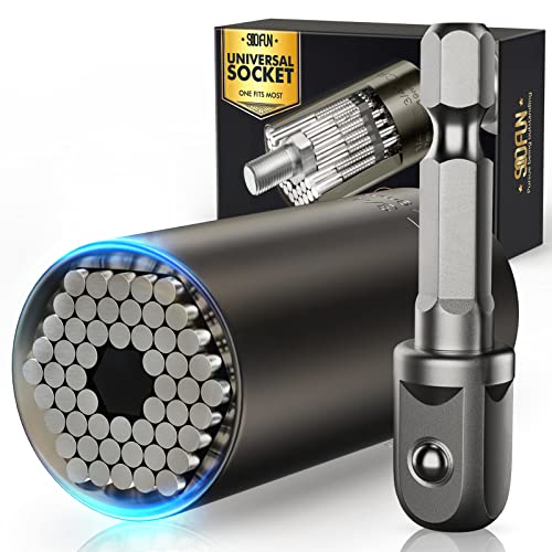 Super Universal Socket Gifts for Men - Tools Christmas Stocking Stuffers for Adults Grip Socket Set with Power Drill Adapter, Gadgets for Men Dad Him SOOFUN