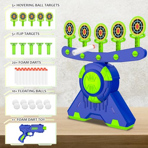 GMAOPHY Shooting Games Toy Gift for Age 5, 6, 7, 8, 9, 10+ Years Old Kids, Glow in The Dark Boy Toy Floating Ball Targets with Foam Dart Toy Blaster, GMAOPHY
