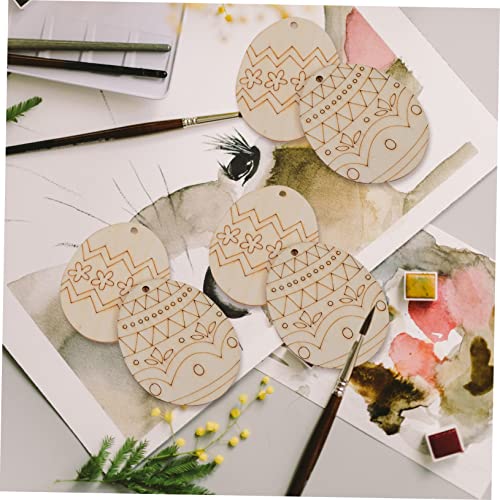 VOSAREA 60pcs Easter Egg Wooden Pendant Unfinished Easter Egg Cutout Eggs Wooden Slices Wood Easter Egg Ornaments Unfinished Wood Cutout to Easter VOSAREA