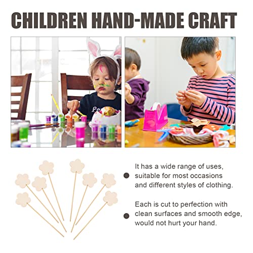 Toyvian 8pcs Girl Fairy Wands Stickers Unfinished Princess Wand Kit Homemade DIY Wood Flower Wand DIY Wooden Star Wands Unfinished Wood Crafts for Toyvian