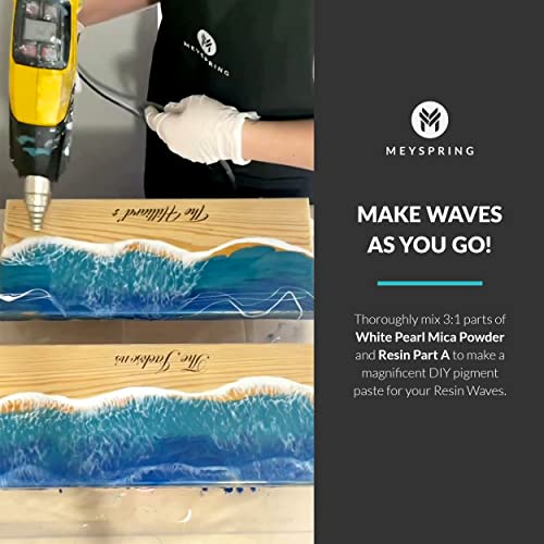 MEYSPRING White Pearl Mica Powder - 50g - White Resin Pigment - White Mica Powder for Epoxy Resin Art - White Epoxy Pigment and UV Resin Dye - Mica MEYSPRING