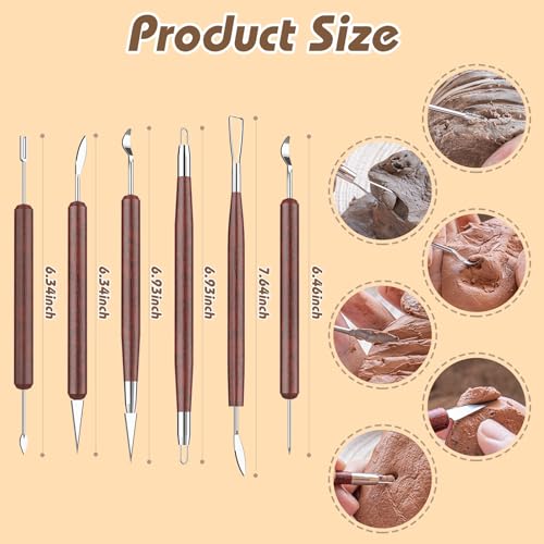 23PCS Clay Tools Sculpting, Ceramic & Pottery Modeling Tool, Ceramics Tools Set, Polymer Tools Kit, Air Dry Clay Tools for Carving, Molding, Pottery UUSYCUN