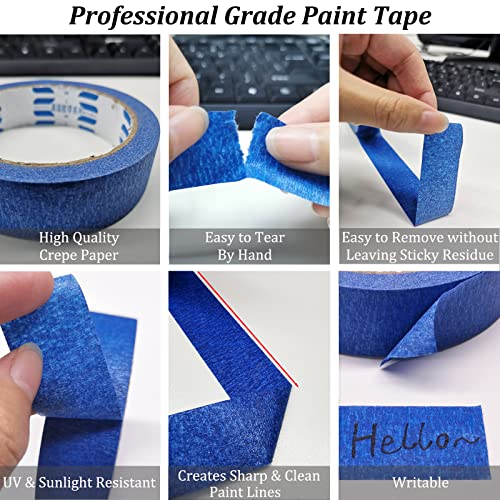 4 Rolls Blue Painters Tape, Masking Tape, Painter's Tape, Painting Tape with Multi-Surface Adhesive Backing for Artist DIY Crafts, Arts, Decorations, SmaringWing