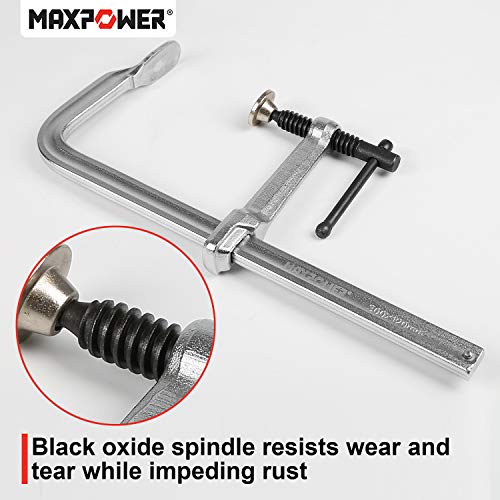 MAXPOWER Heavy Duty F Clamp 12-Inch x 4-3/4-Inch Throat (300 x 120mm Throat), Pack of 1 MAXPOWER