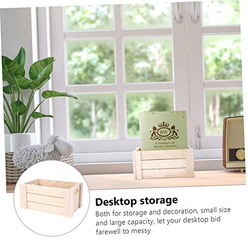 FUNOMOCYA 1pc Wooden Desktop Storage Basket Wood Desk Containers for Fruit Rustic Storage Bins Table Organizer Wood Nesting Storage Box Rustic Wood FUNOMOCYA