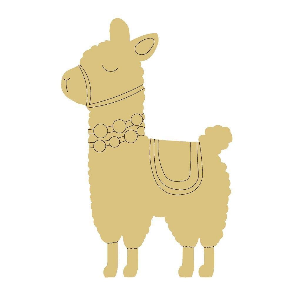 Llama Design by Lines Cutout Unfinished Wood Animal Kids Room Mystical Door Hanger MDF Shape Canvas Style 2 Art 1 (6") Diverse Woodworking
