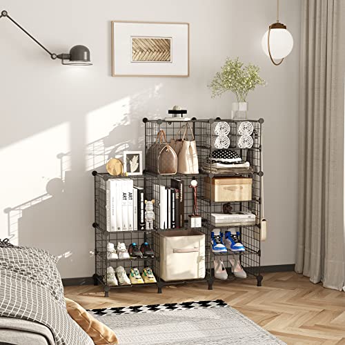 AWTATOS Closet Organizer, Wire 8 Cube Storage Organizer, DIY Portable Closet Clothes Organizers Storage Shelves with Partition, Cubby Shelving for AWTATOS