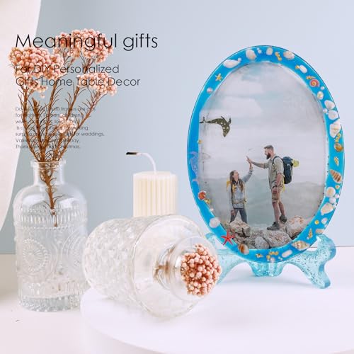 Resin Mold for Photo Frame, Picture Frame Silicone Molds with Stand Holder, Rectangle & Oval Frame Molds for Resin Casting, DIY Personalized Photo Actvty