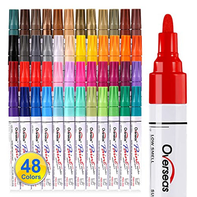 Paint Marker Pens - 48 Colors Permanent Oil Based Paint Markers,Medium Tip,Quick Dry and Waterproof Assorted Color Marker for